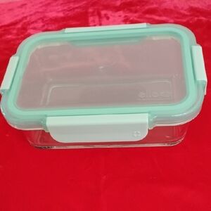 D- NWOT Ello Green Glass Storage Container